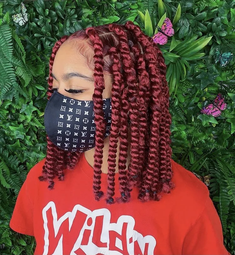 short burgundy passion twists