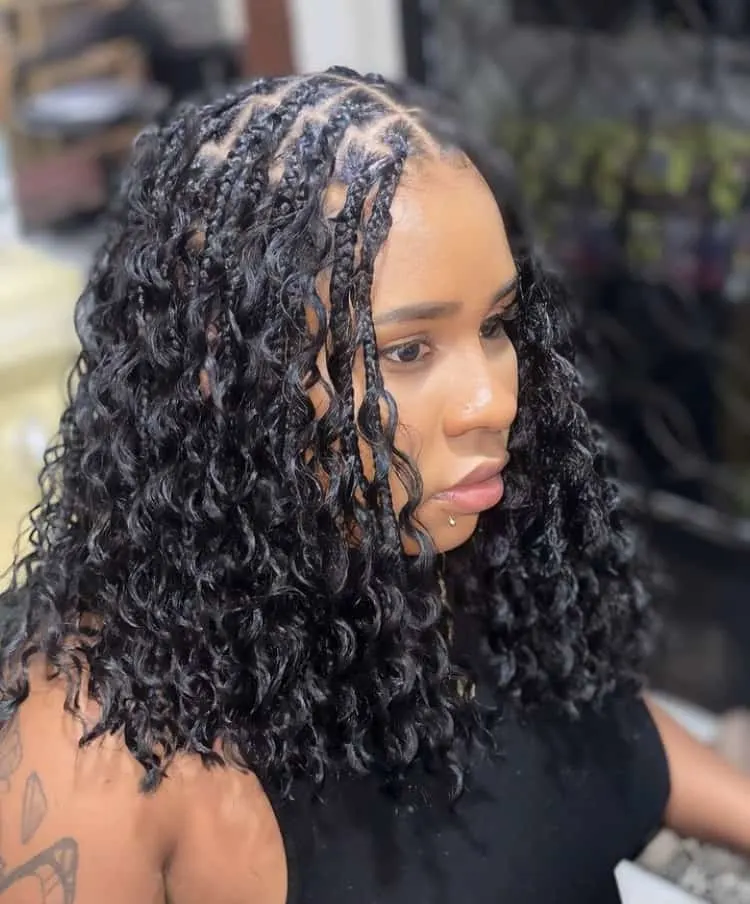 medium bob boho knotless braids