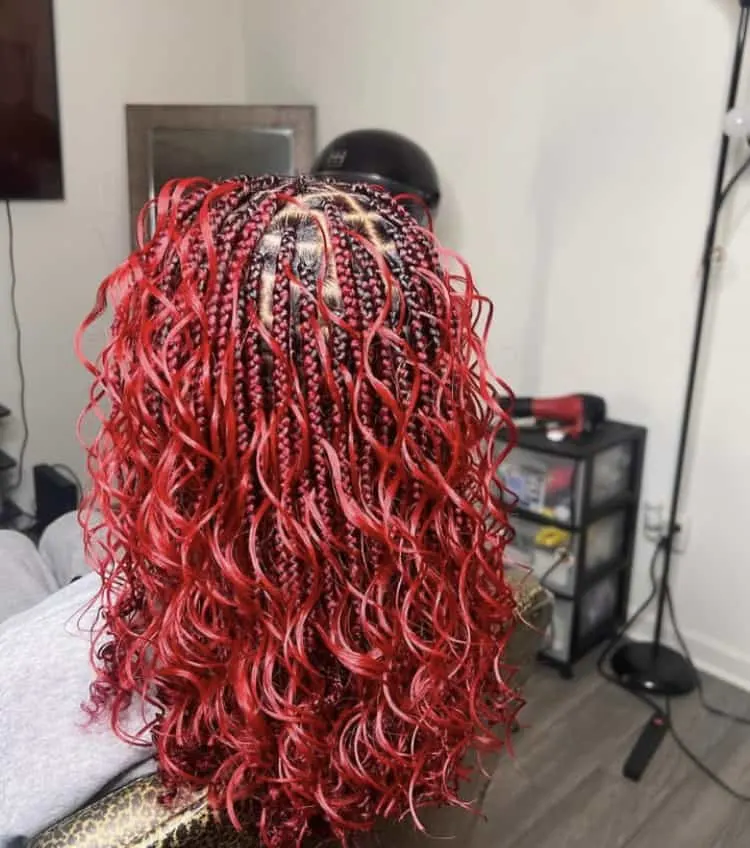 red boho bob knotless braids 