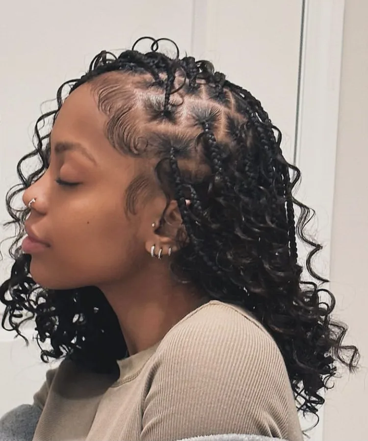 Voluminous boho bob knotless braids 