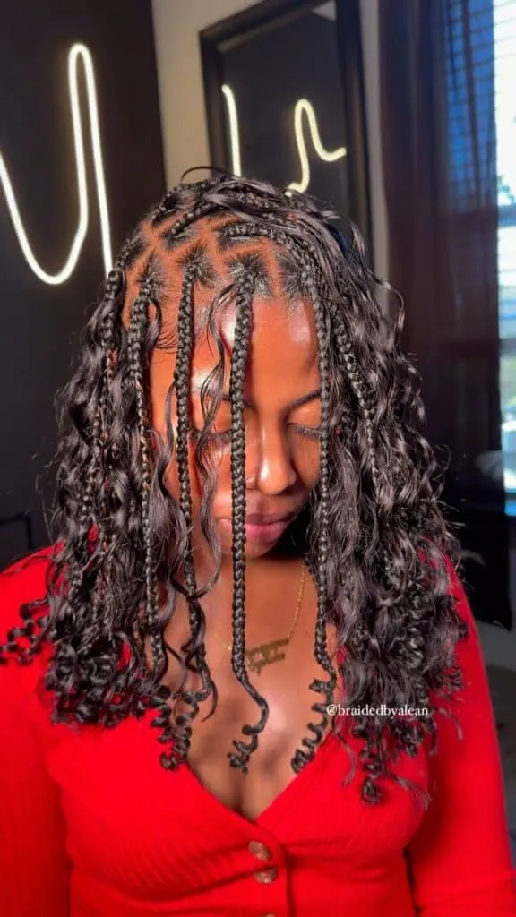 bob boho knotless braids with human hair 