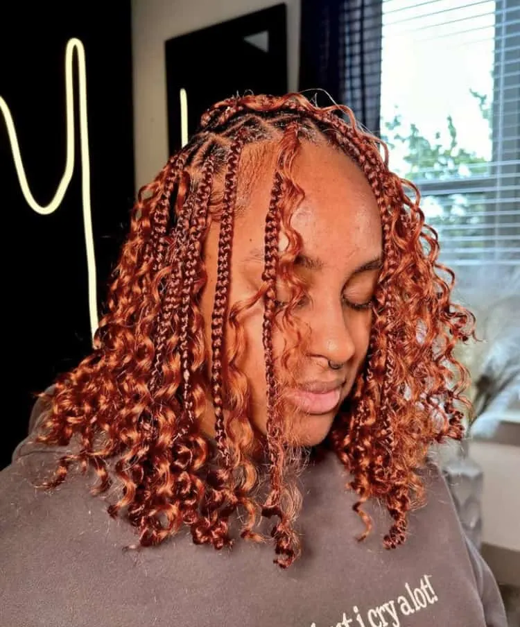 ginger boho bob knotless braids 