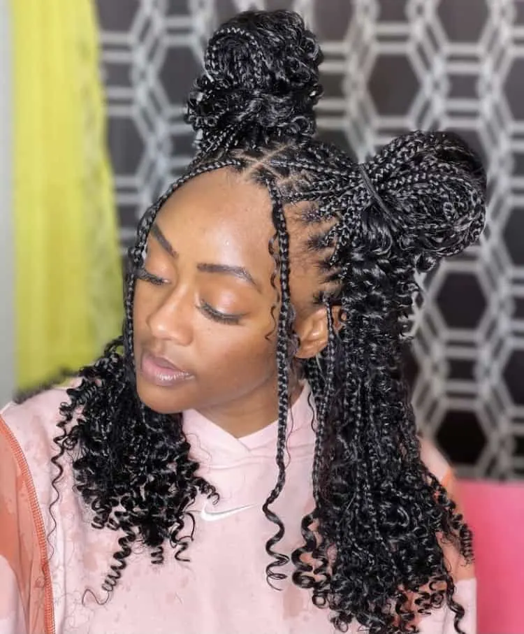 space buns boho bob braids