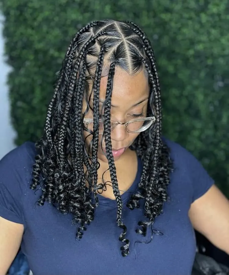 Triangle part boho bob with curly ends