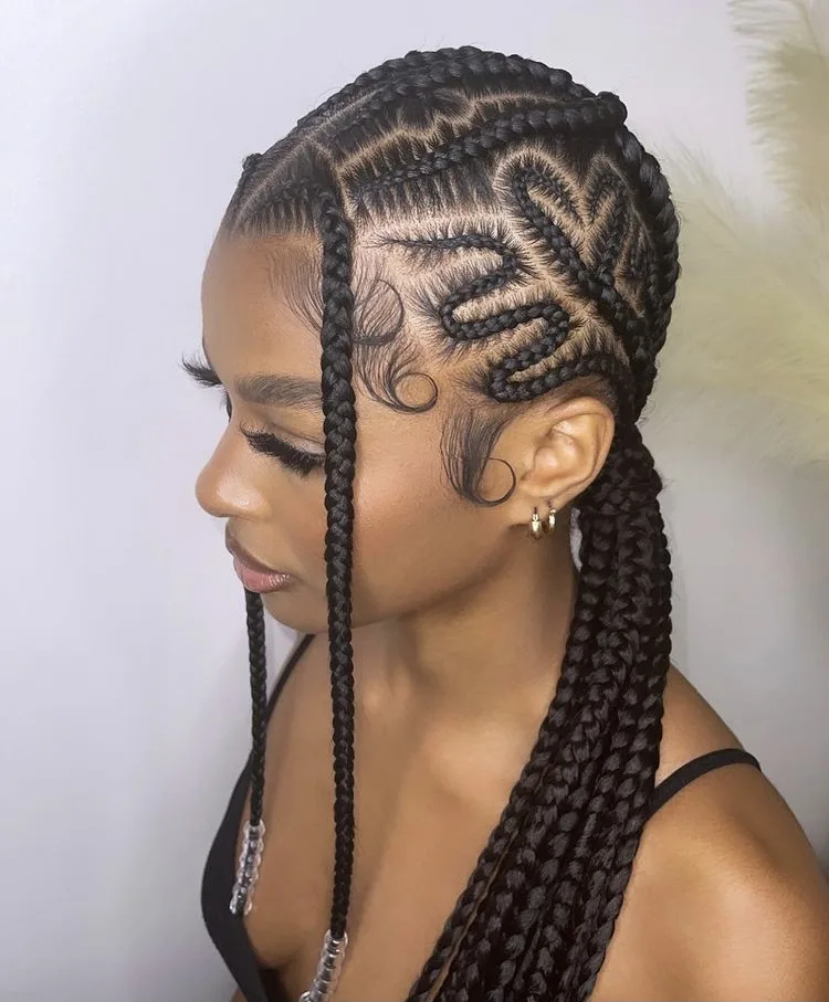 heart braid cornrows with two braids at the front