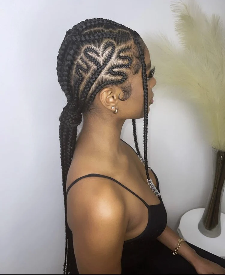 heart braid cornrows with two braids at the front