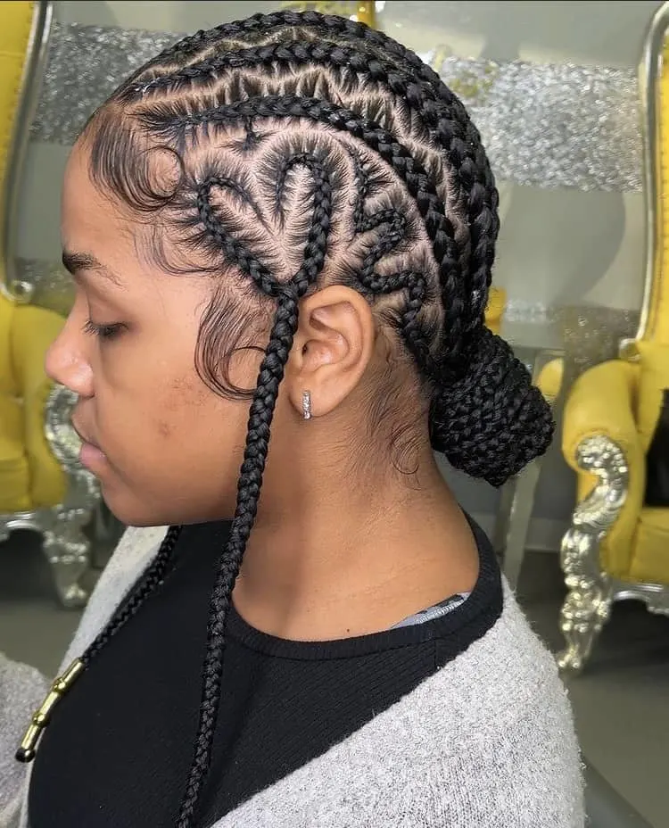 stitch cornrow heart braids