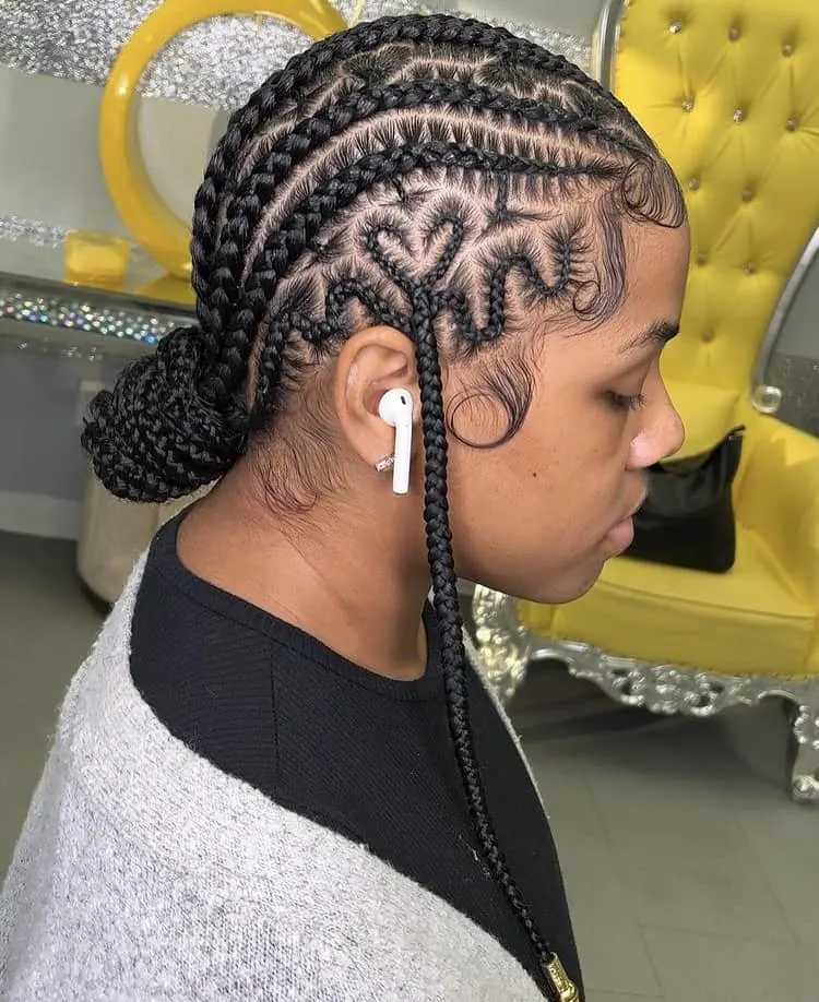 heart braid into s shape cornrows 