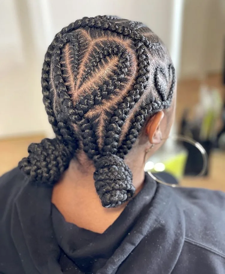 two heart braids cornrows