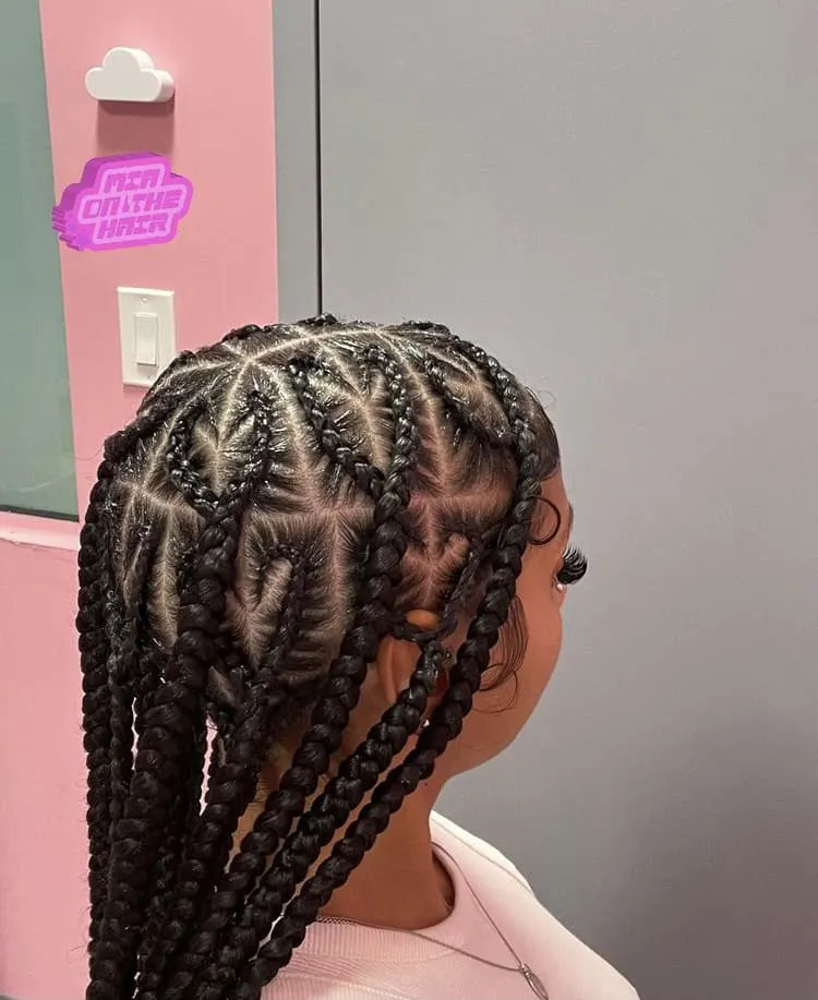 Multiple heart part knotless braids