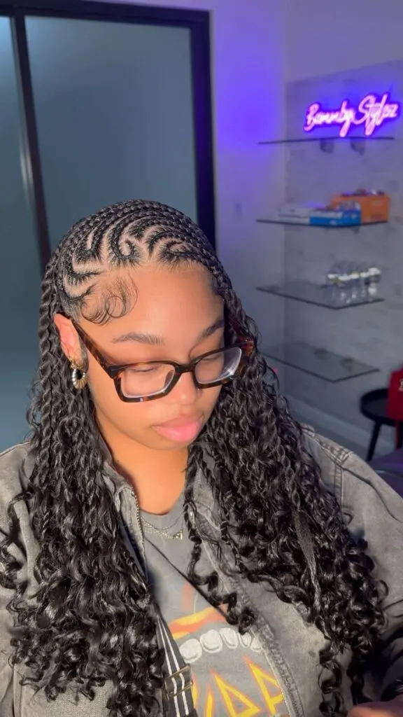 short boho lemonade Fulani twists with curly ends