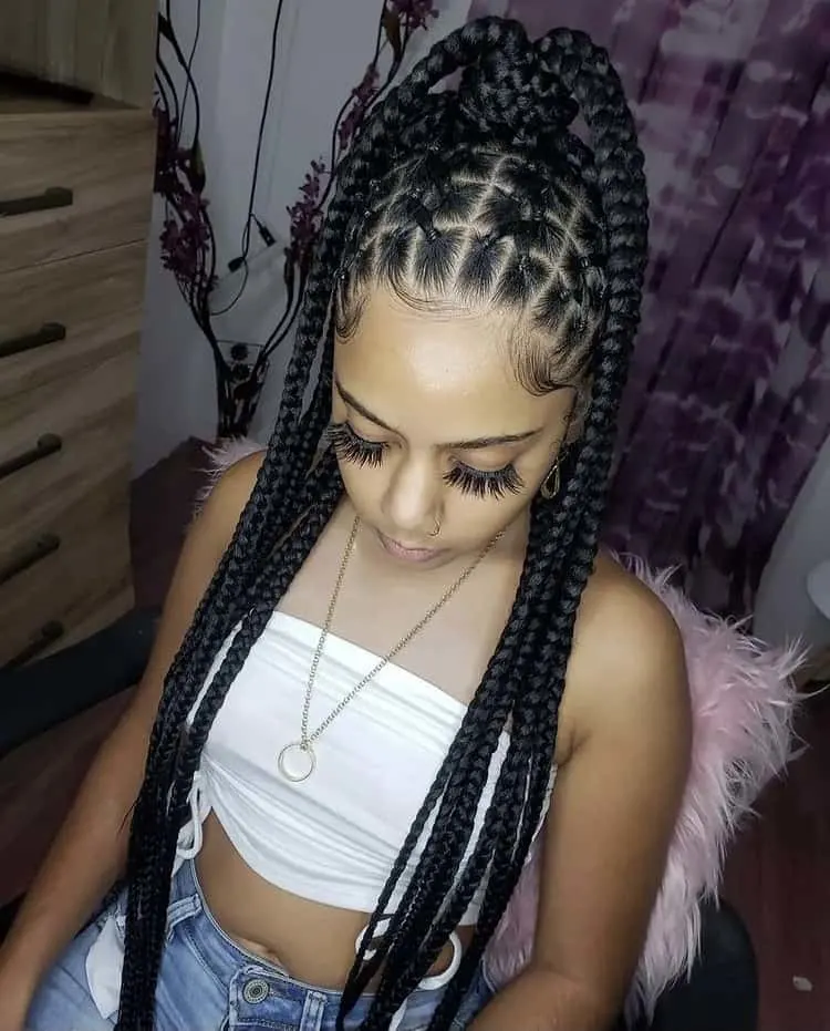 jumbo criss cross knotless braids