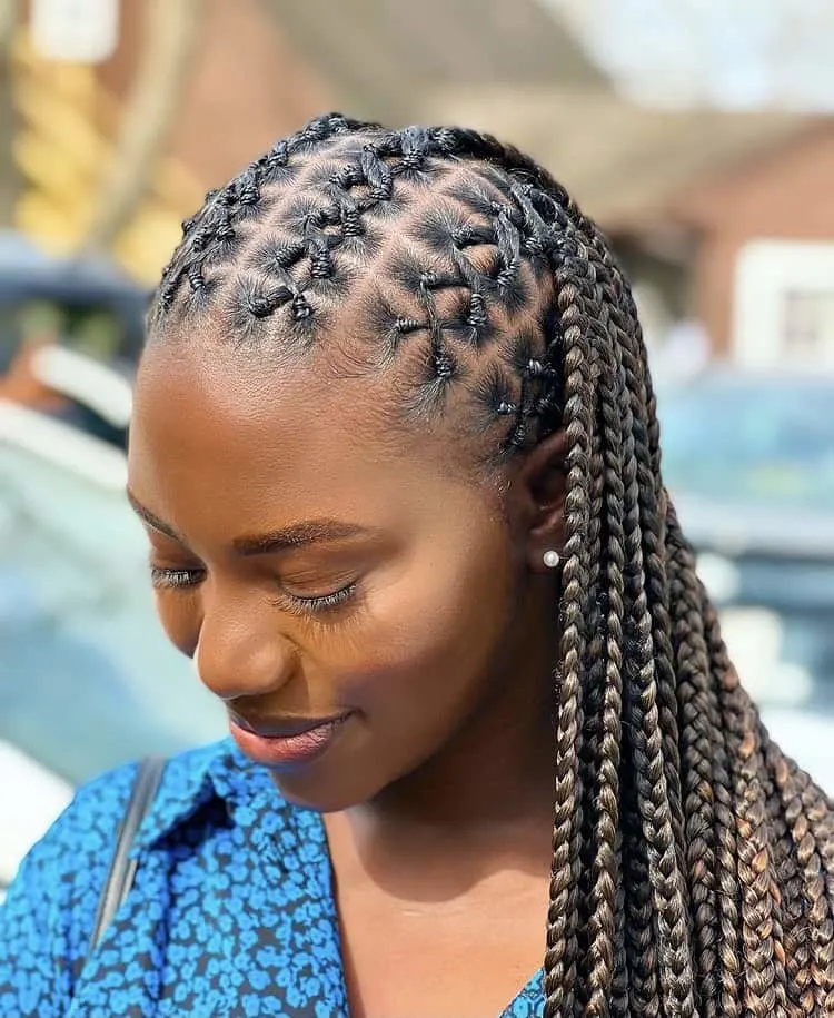 criss cross knotless braids with color