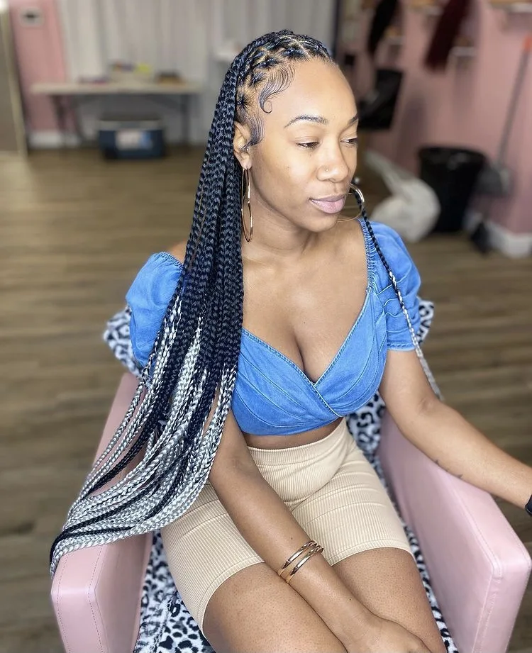 ombre criss cross knotless braids 