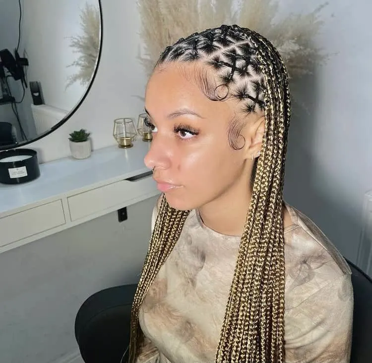 criss cross knotless braids with color