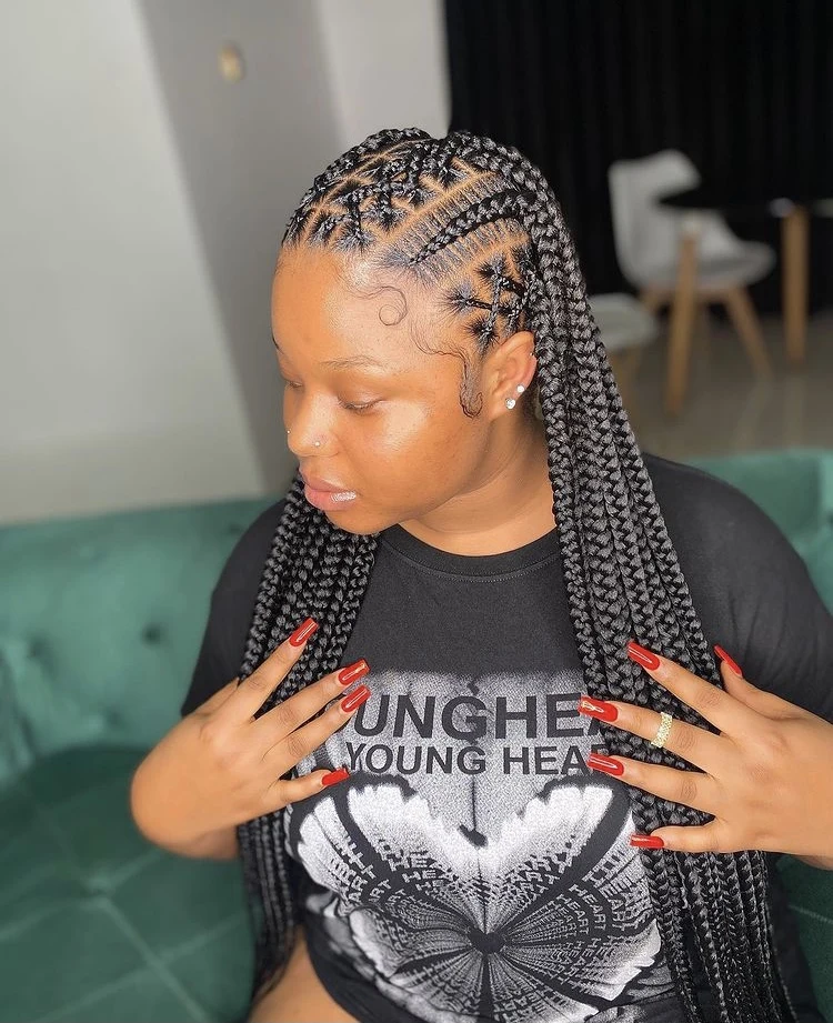 half stitch braids half criss cross knotless braids