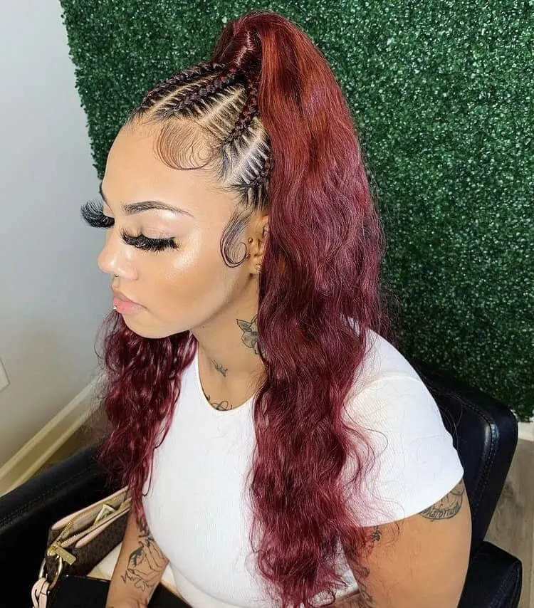 Half  Stitch Braids Half  Quick Weave