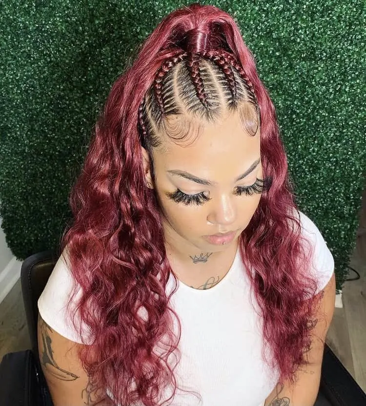 Half  Stitch Braids Half  Quick Weave