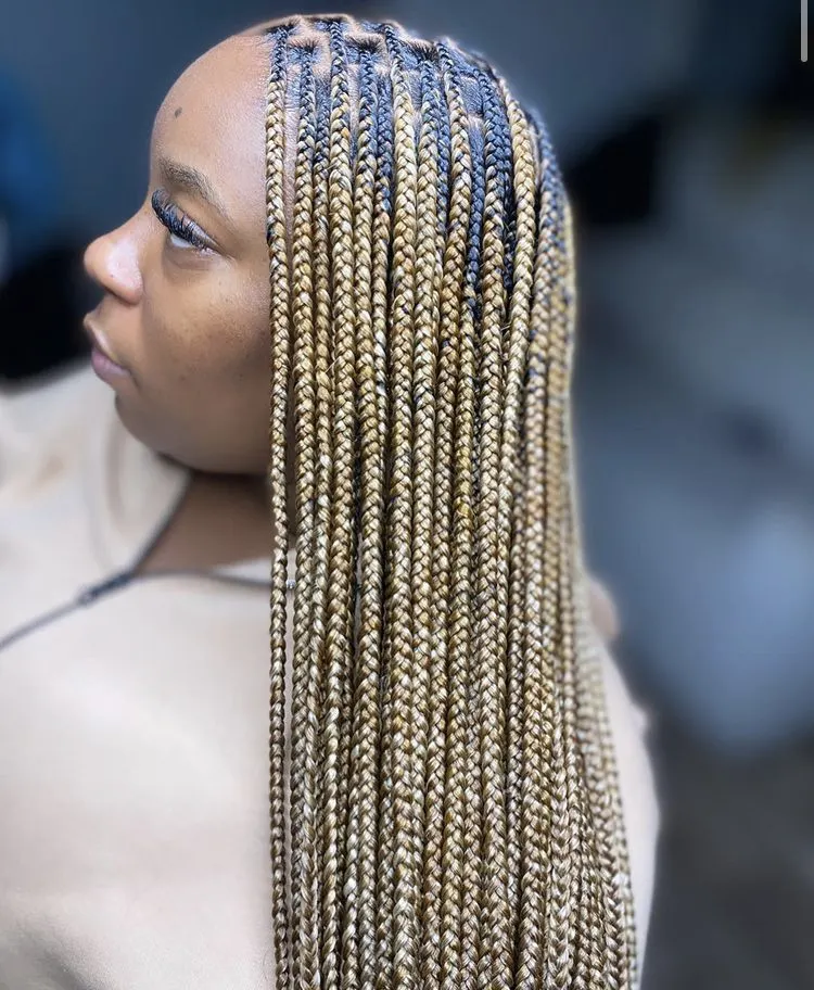 blonde custom mixed colour braids