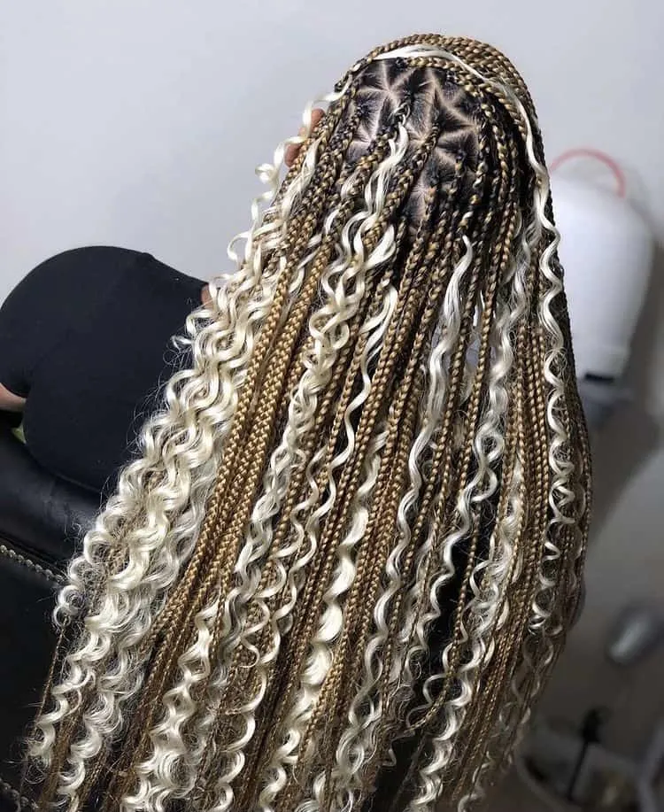 mixed colors bohemian box braids