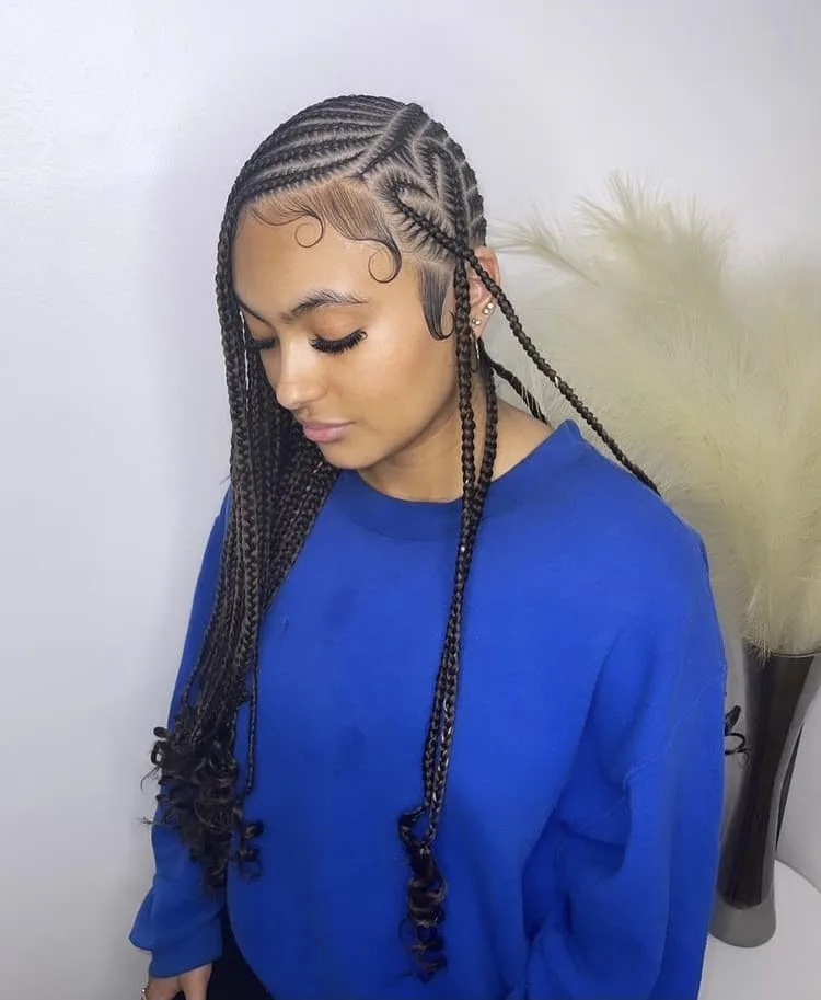 lemonade braids with curly ends with a heart