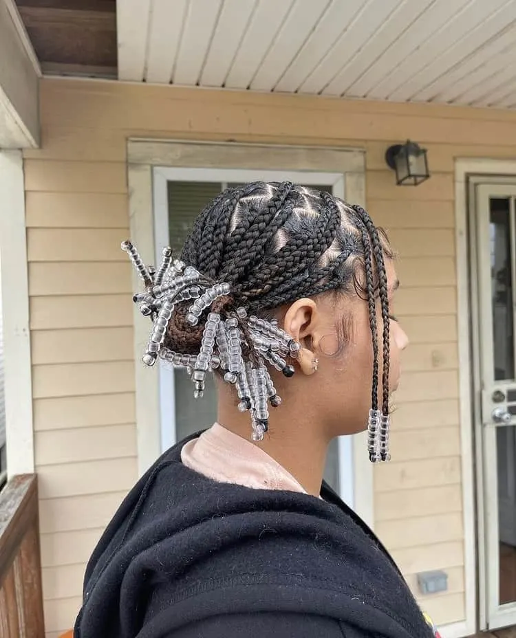 knotless braids with clear beads 