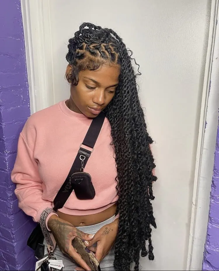 extra long invisible locs with curls