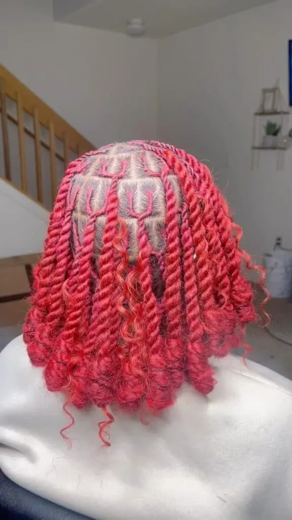 Red boho invisible locs