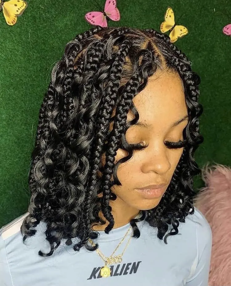 bob boho knotless box braids.