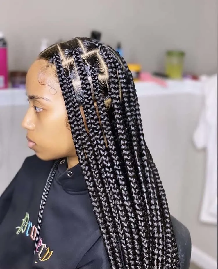 large knotless box braids