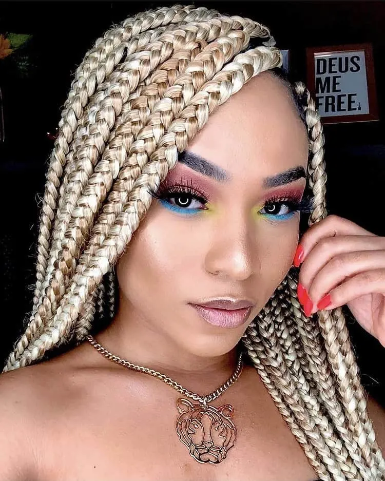 mixed blonde shades box braids