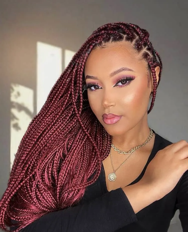 burgundy box braids