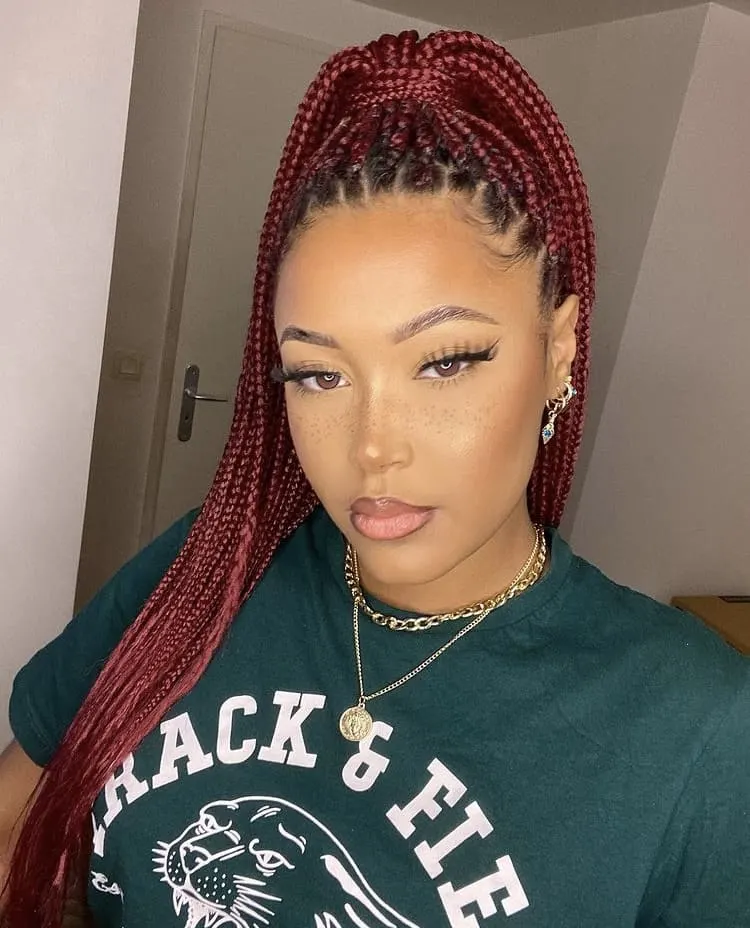 burgundy box braids