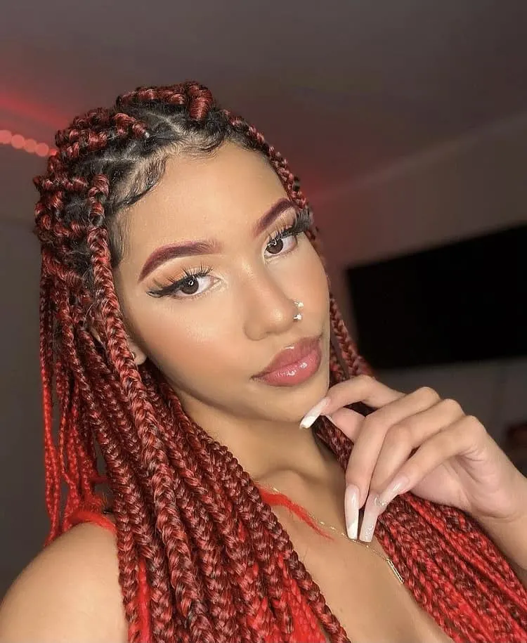 red box braids