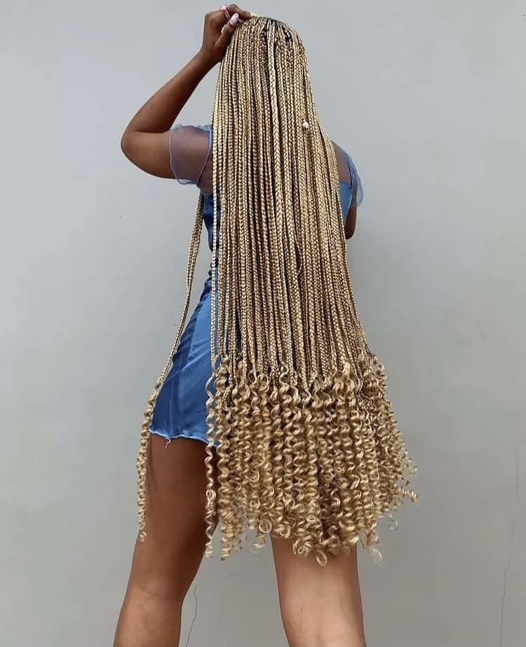 box braids with curly ends