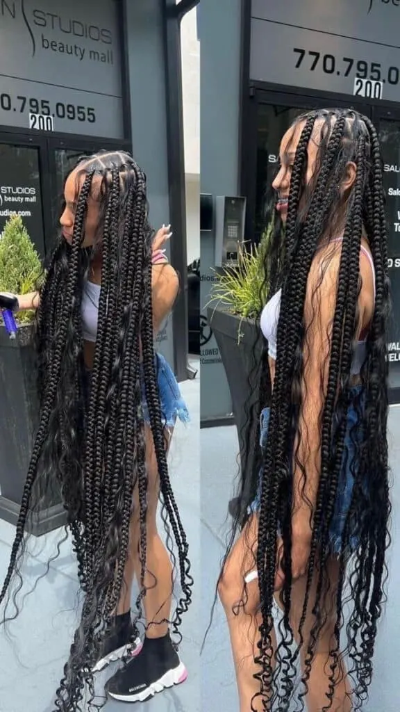 ankle length boho knotless braids with human hair