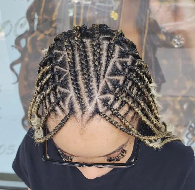 blonde flip over fulani braids