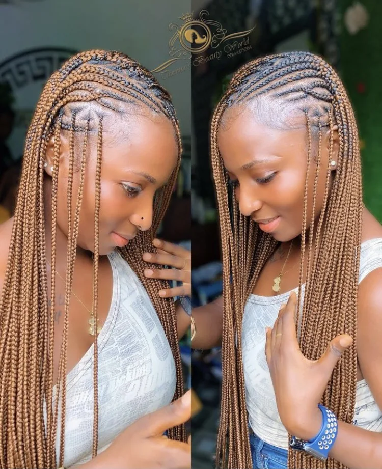 brown flip over fulani braids