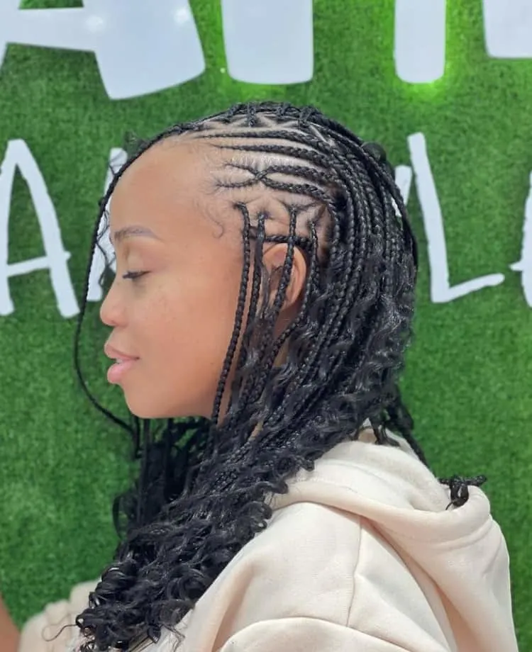 short boho flip over fulani braids