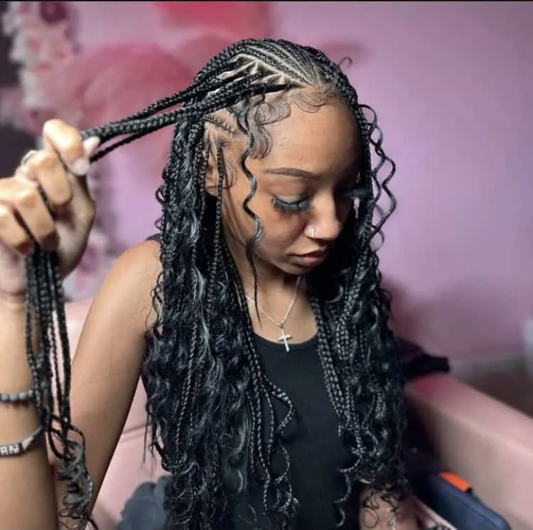 boho flip over fulani braids