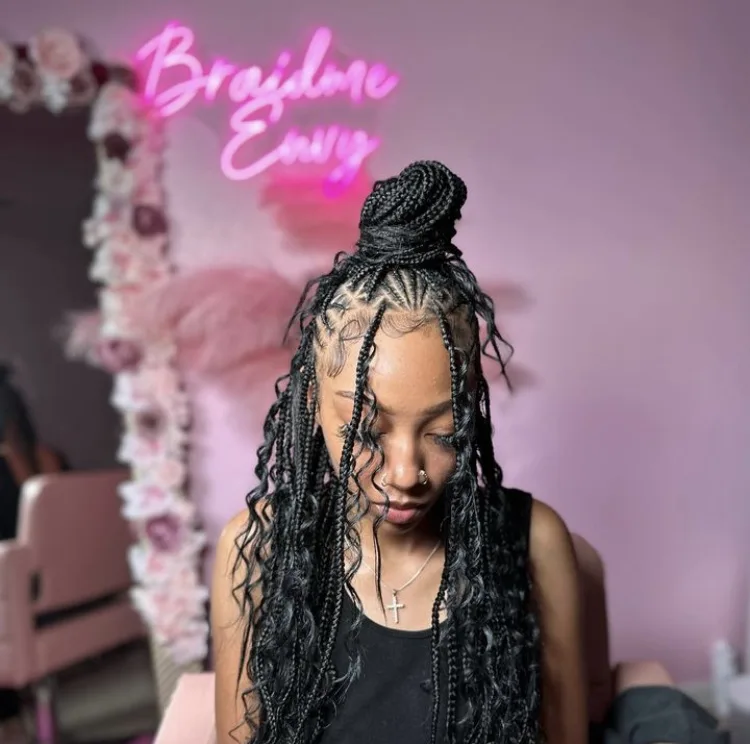 bohemian flip over fulani braids 