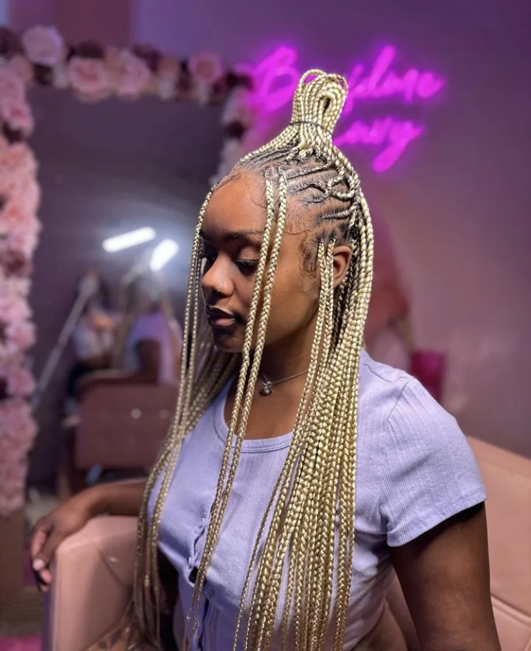 platinum blonde Fulani braids