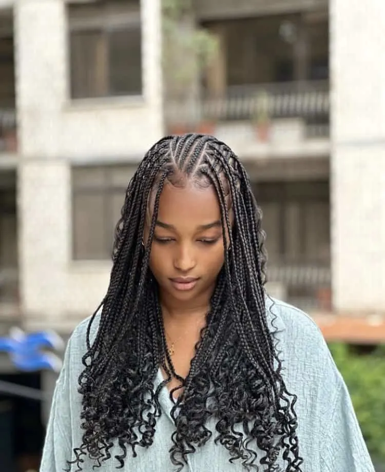 short boho flip over fulani braids