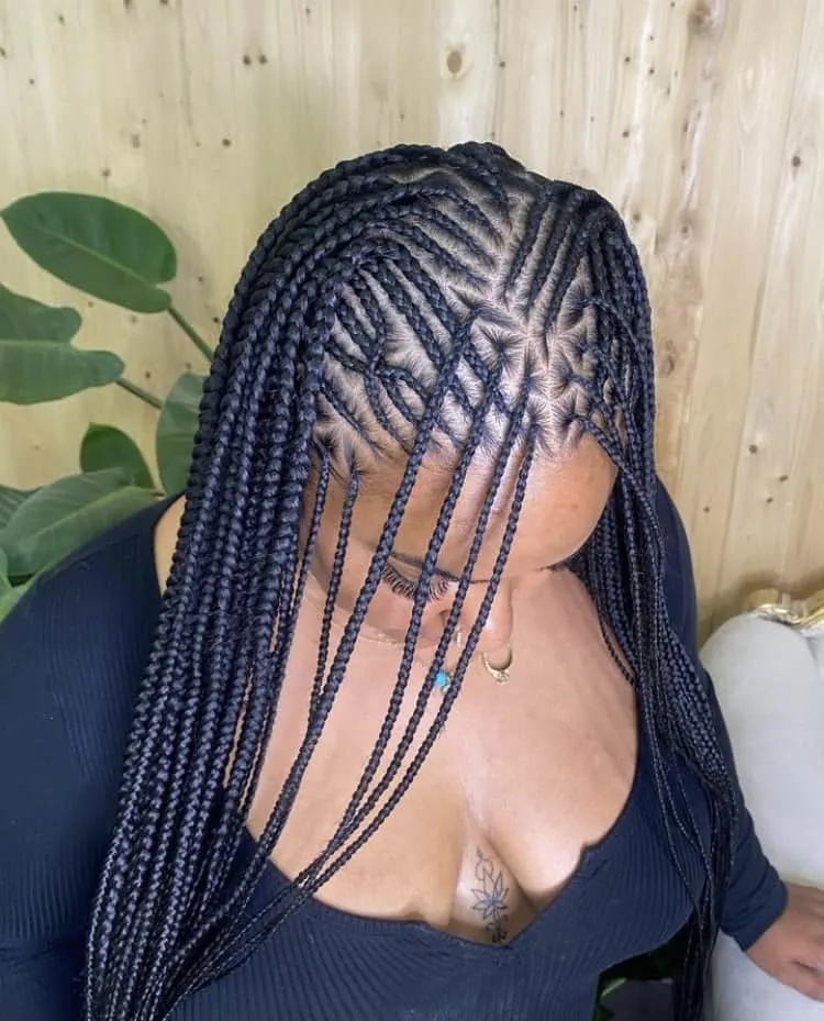 small long flip over fulani braids