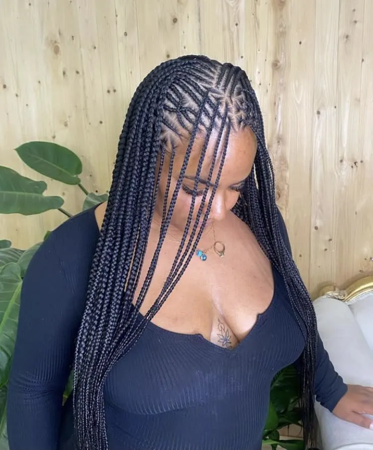 small flip over fulani braids