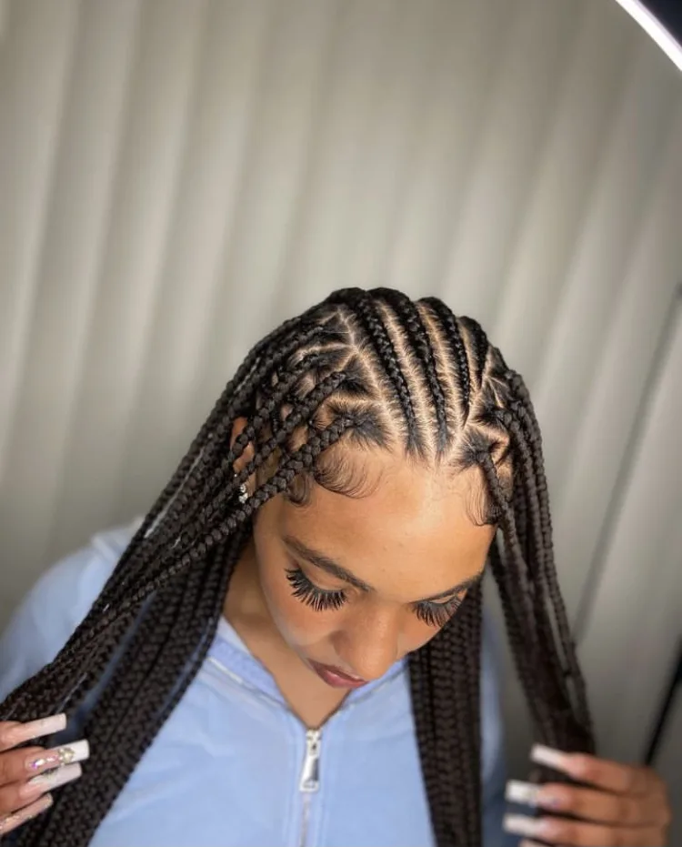 large flip over fulani braids