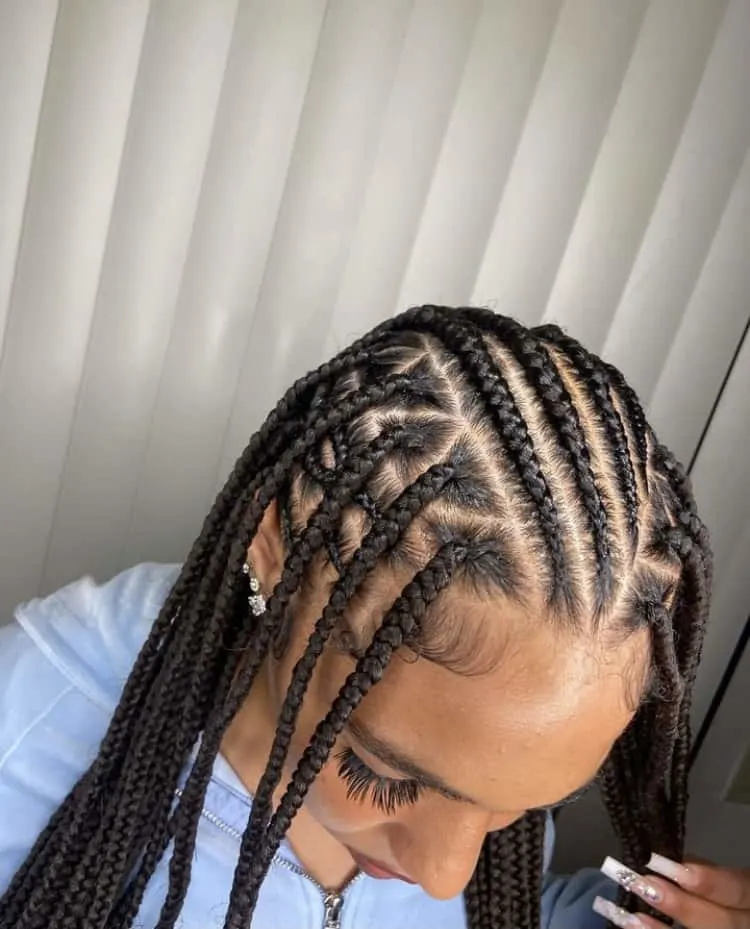 large flip over fulani braids