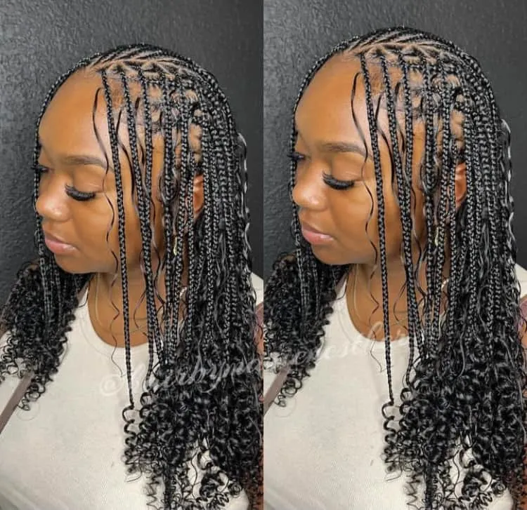 boho bob flip over fulani braids