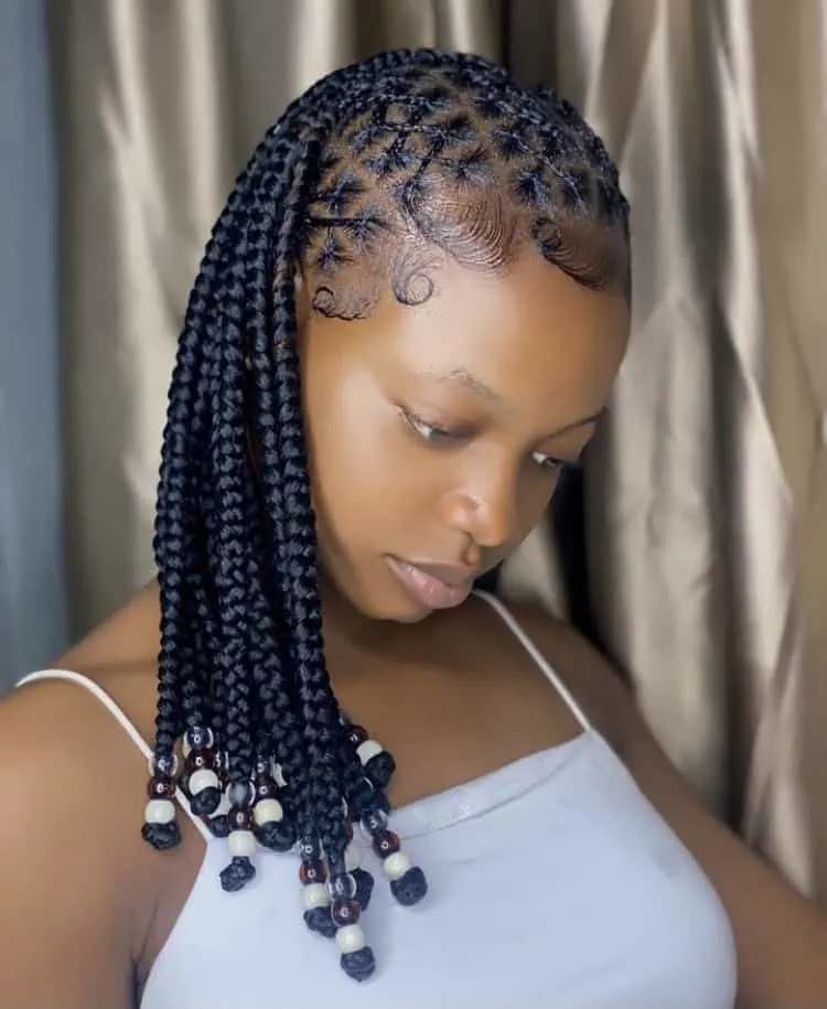 criss cross knotless braids with beads