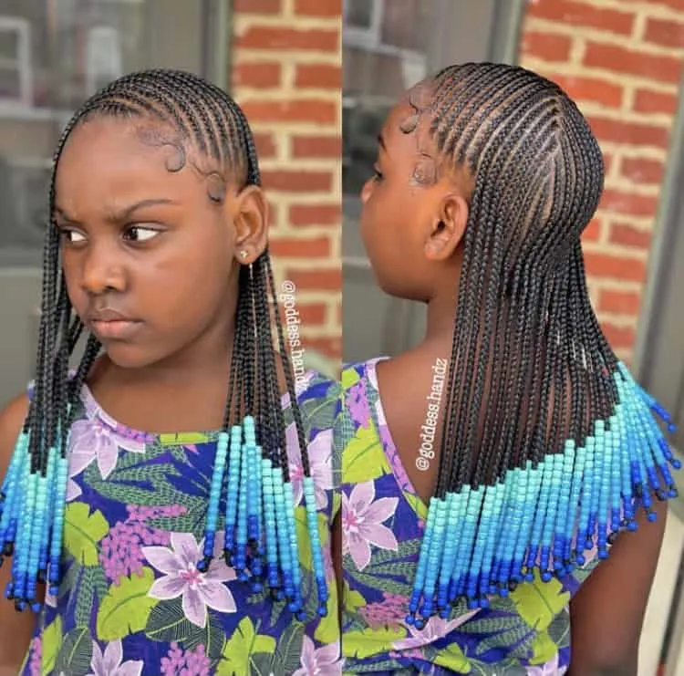 kids lemonade braids with beads